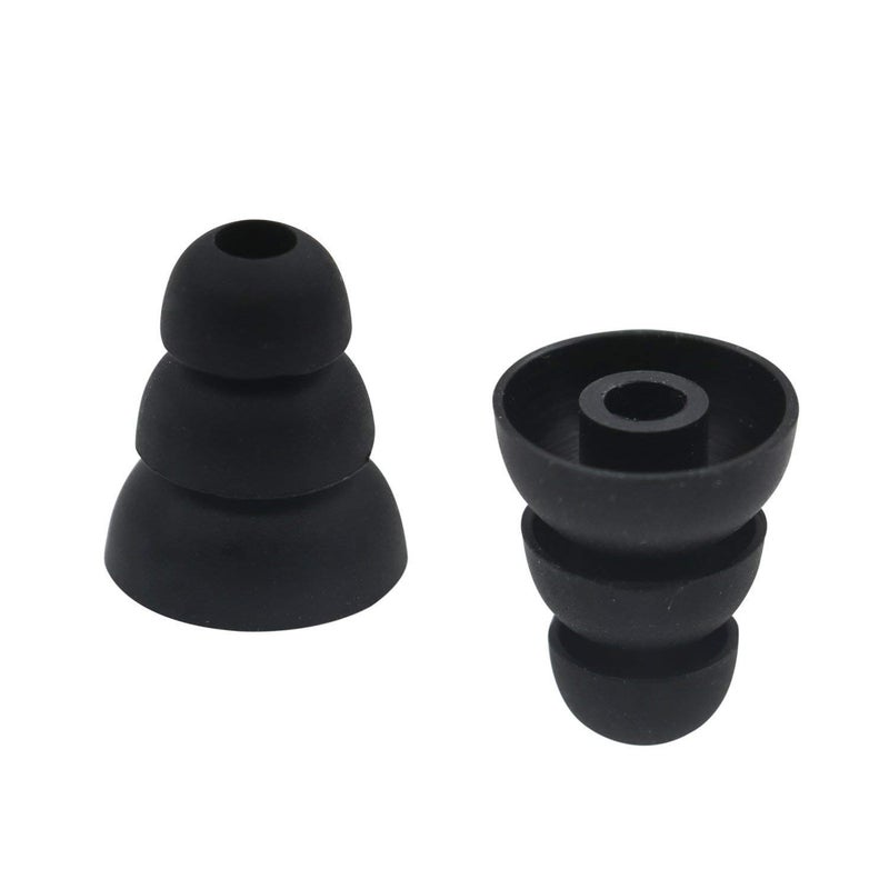 BLLQ 6 Pairs Replacement Triple Flange Ear Tips Earbuds Eartips Silicone Buds for Most in Ear Headphones (Sony Powerbeats Senso etc.) Black [Large Size] (3flange Tips L) - Image 2